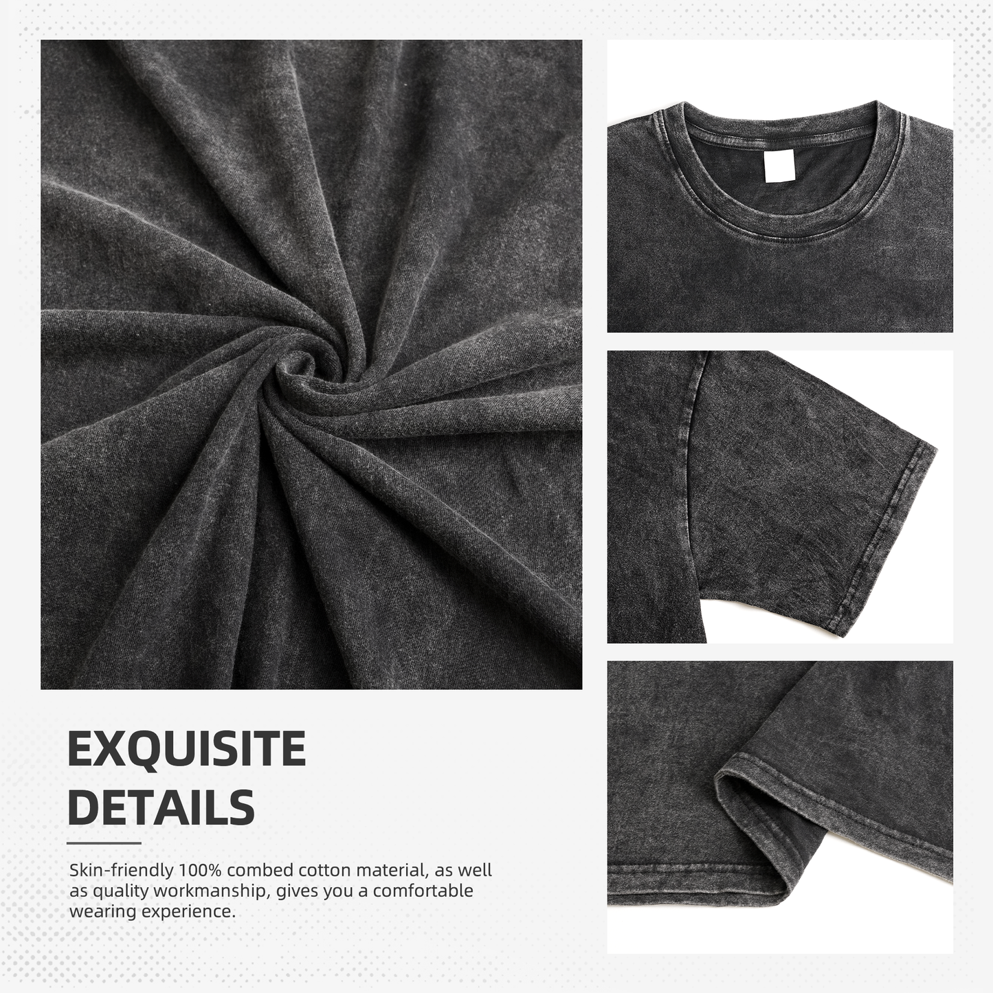 HAPUP® Vintage Wash Men's Long-Sleeve Tee | 100% Cotton, Customizable Print, 230g Premium Comfort