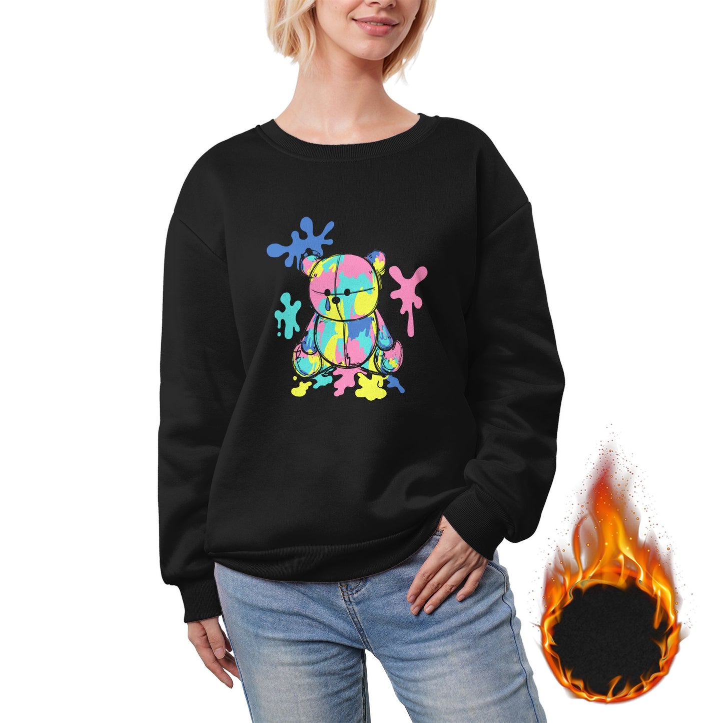 HAPUP® Cozy Fleece-Lined Women's Sweatshirt | Custom Heat Transfer Print | Anti-Pill Polyester