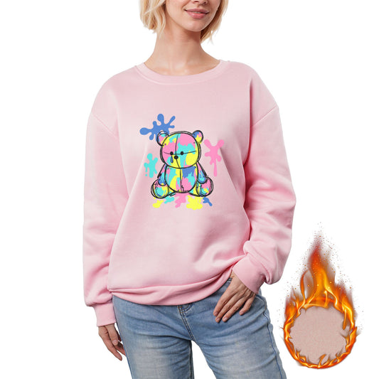 HAPUP® Women's Custom Fleece Crewneck Sweatshirt – Personalized Warm Pullover Top