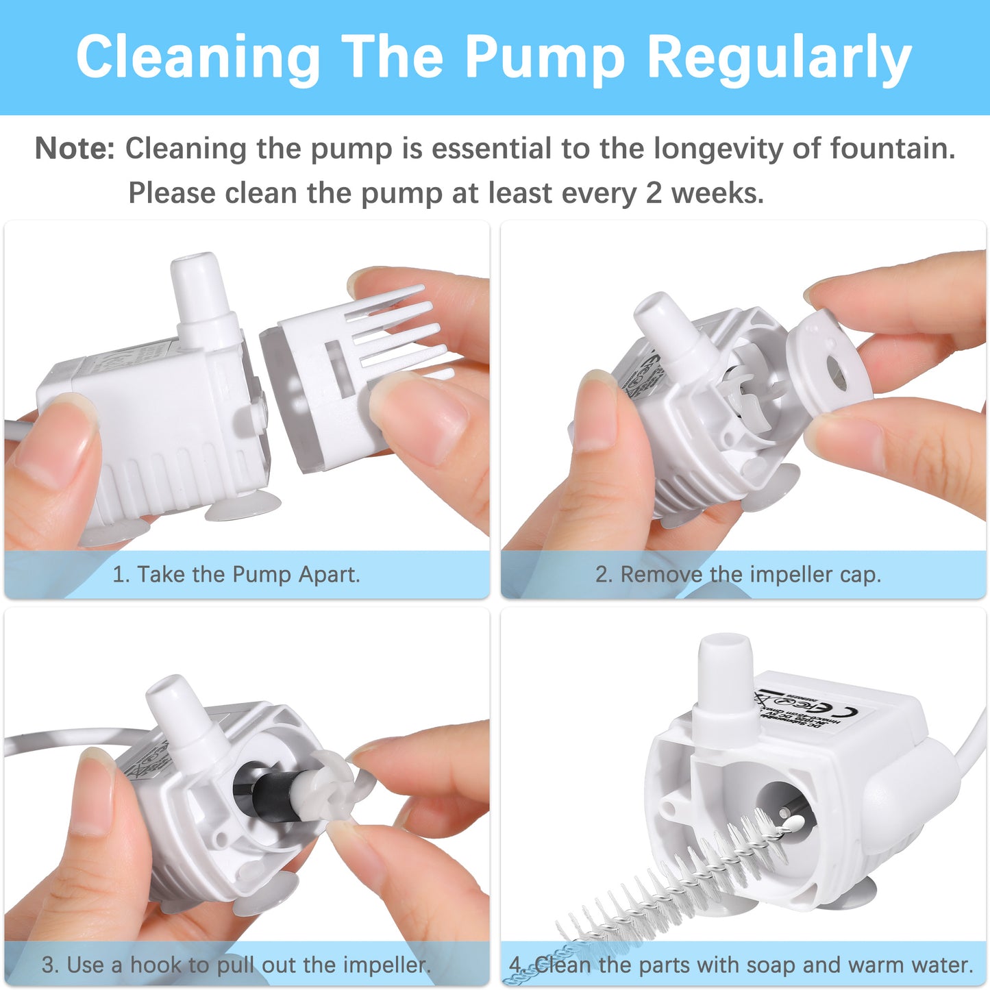 Easy-to-clean HAPUP water pump, ideal for regular maintenance