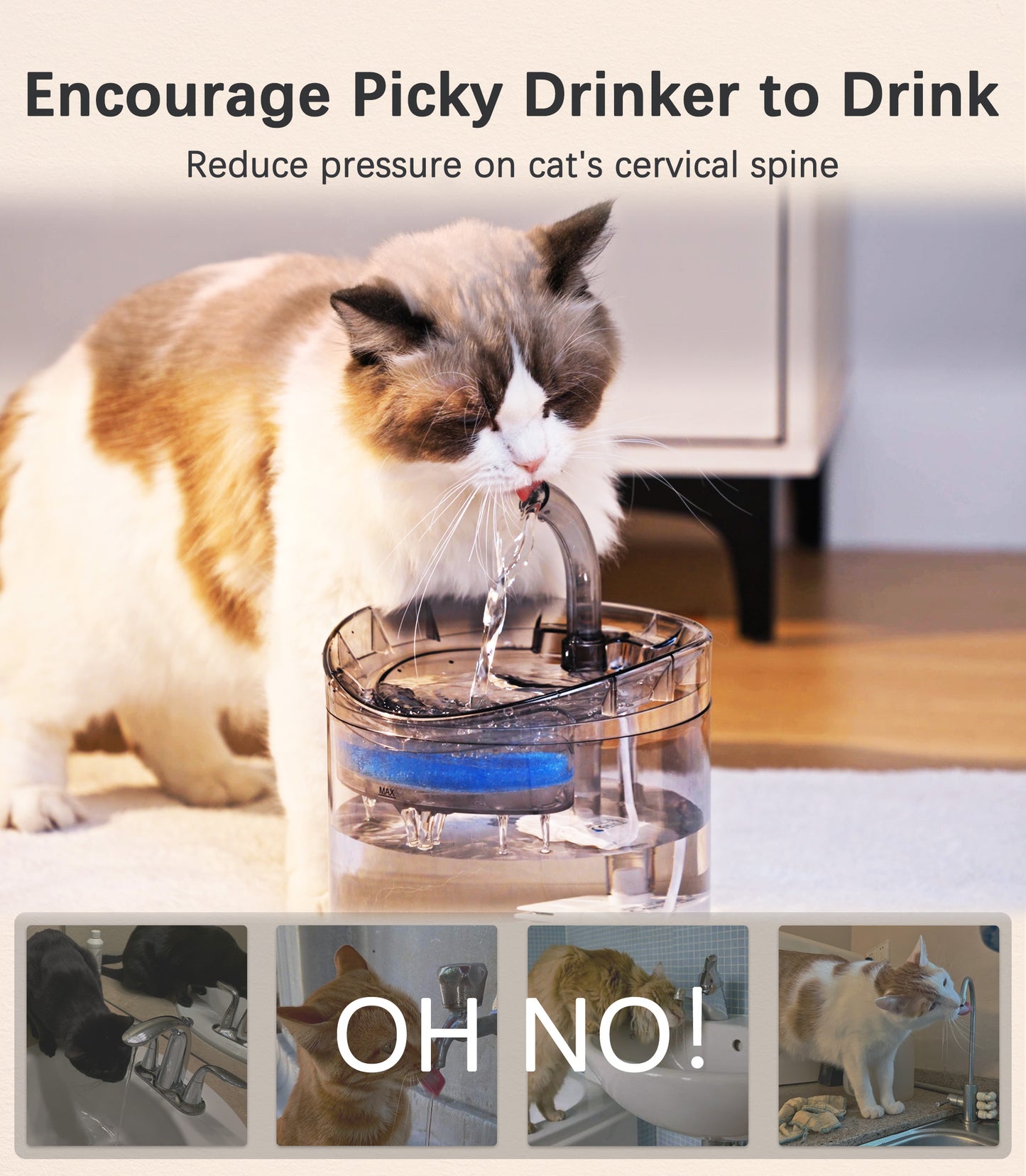 HAPUP Automatic Cat Water Fountain WF060 in a home setting, providing fresh, filtered water for your cat.