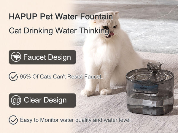HAPUP FT666 water fountain for cat,easy to monitor water quality and water level.