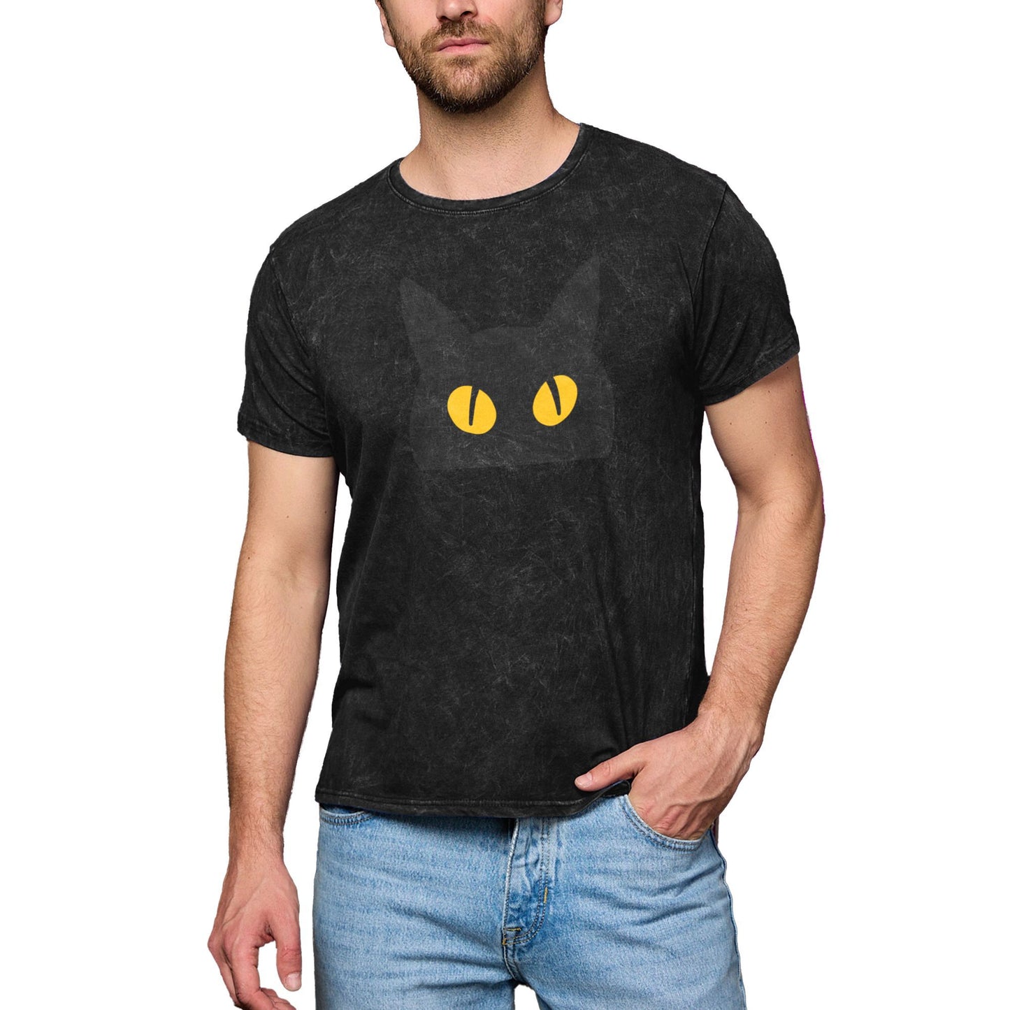 HAPUP® Vintage Wash Men's Long-Sleeve Tee | 100% Cotton, Customizable Print, 230g Premium Comfort