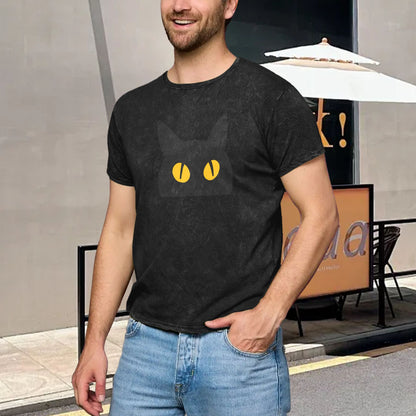 HAPUP® Vintage Wash Men's Long-Sleeve Tee | 100% Cotton, Customizable Print, 230g Premium Comfort