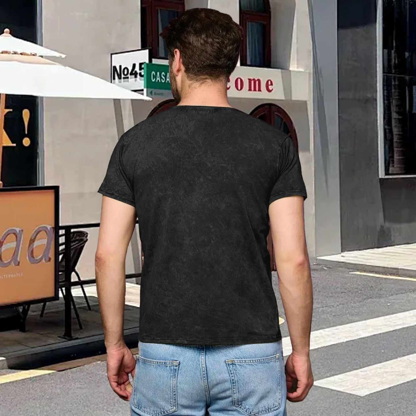 HAPUP® Vintage Wash Men's Long-Sleeve Tee | 100% Cotton, Customizable Print, 230g Premium Comfort