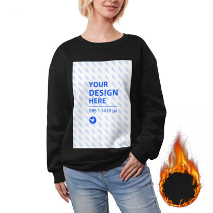 HAPUP® Women's Custom Fleece Crewneck Sweatshirt – Personalized Warm Pullover Top