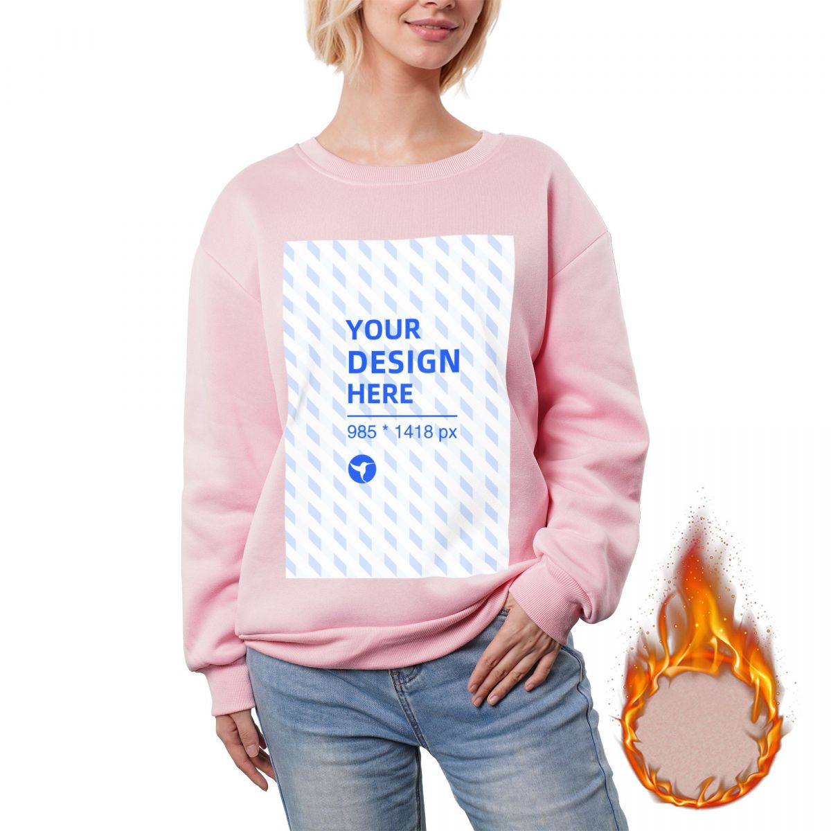 HAPUP® Women's Custom Fleece Crewneck Sweatshirt – Personalized Warm Pullover Top