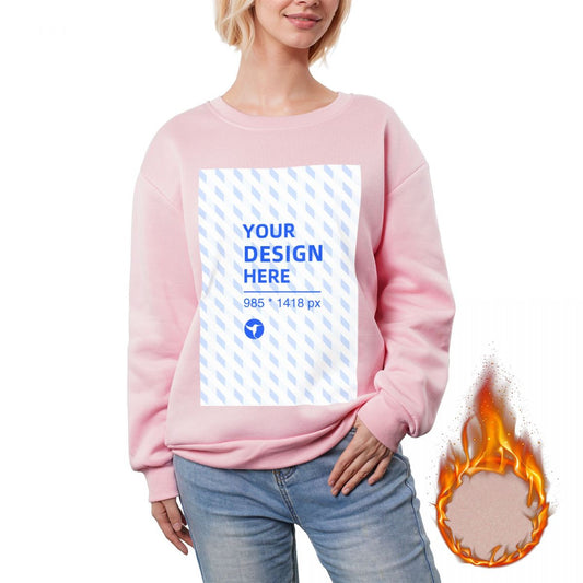 HAPUP® Women's Custom Fleece Crewneck Sweatshirt – Personalized Warm Pullover Top