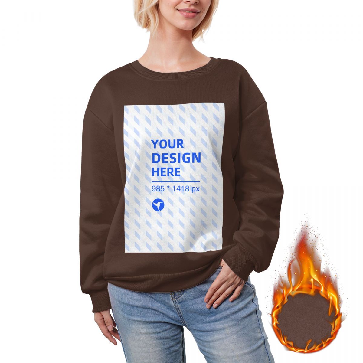 HAPUP® Women's Custom Fleece Crewneck Sweatshirt – Personalized Warm Pullover Top