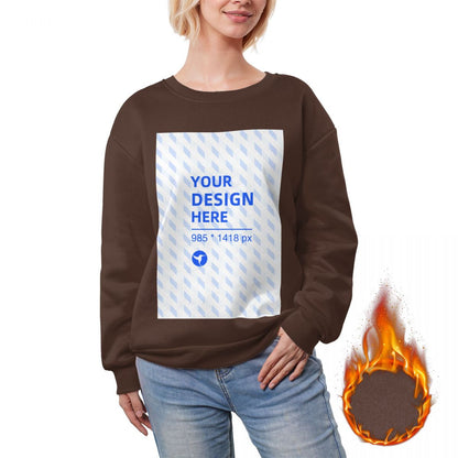 HAPUP® Women's Custom Fleece Crewneck Sweatshirt – Personalized Warm Pullover Top