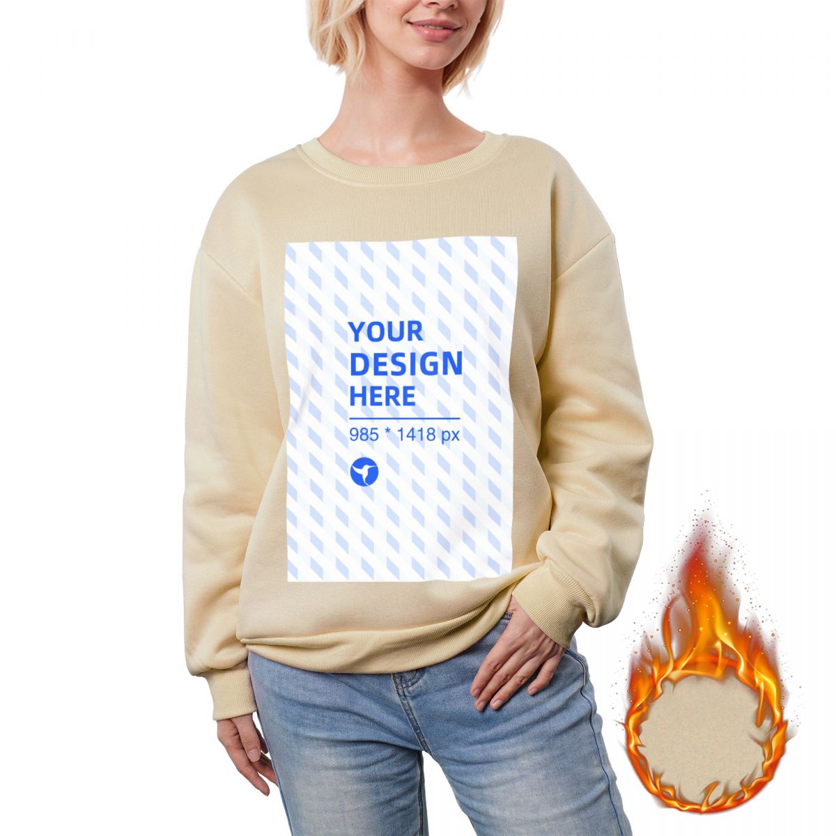 HAPUP® Women's Custom Fleece Crewneck Sweatshirt – Personalized Warm Pullover Top