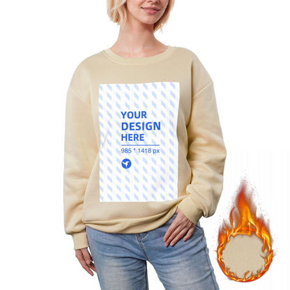 HAPUP® Women's Custom Fleece Crewneck Sweatshirt – Personalized Warm Pullover Top
