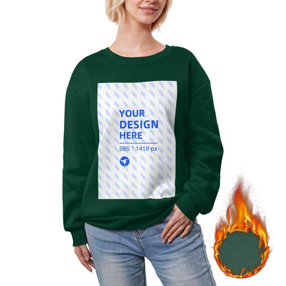 HAPUP® Women's Custom Fleece Crewneck Sweatshirt – Personalized Warm Pullover Top
