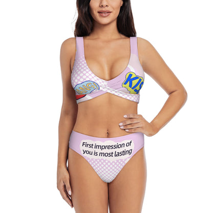 HAPUP® Women’s Cross Front Bikini Set – Two Piece Swimsuit for Beach & Summer