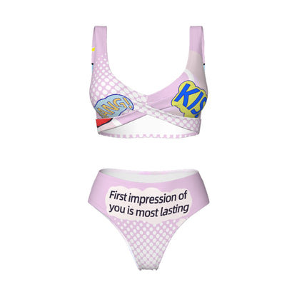 HAPUP® Women’s Cross Front Bikini Set – Two Piece Swimsuit for Beach & Summer