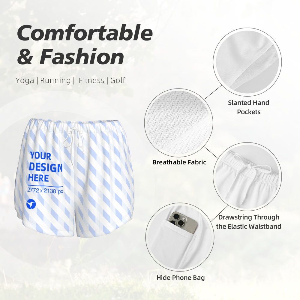 HAPUP® Women's Sports Pants – Double Layer Athletic Shorts with Phone Pocket