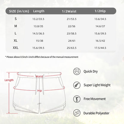 HAPUP® Women's Sports Pants – Double Layer Athletic Shorts with Phone Pocket