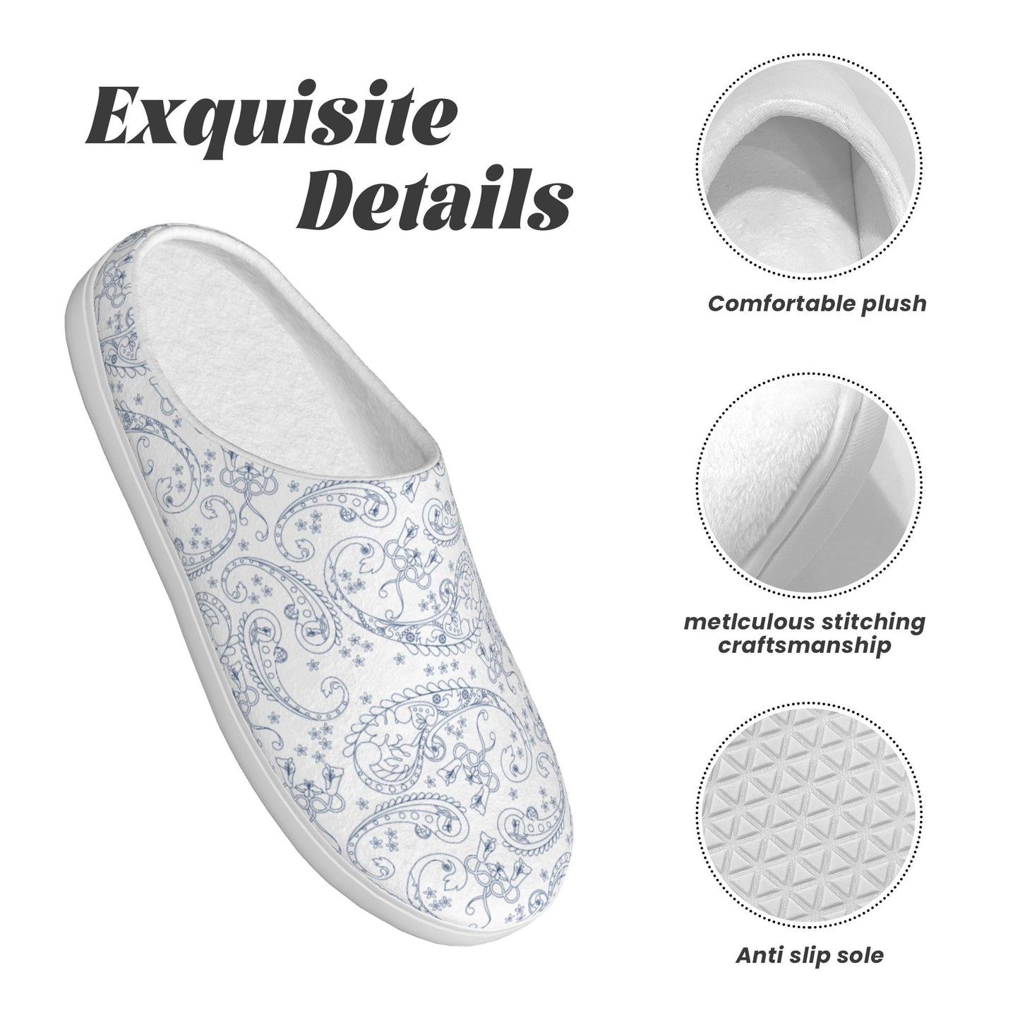 HAPUP® Cotton House Slippers – Comfortable Indoor Footwear with TPR Non-Slip Sole