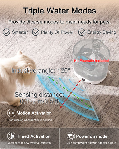 HAPUP® Rechargeable Base for Cordless Cat Water Fountain – FT666 / FT888 Battery-Operated Pet Fountain