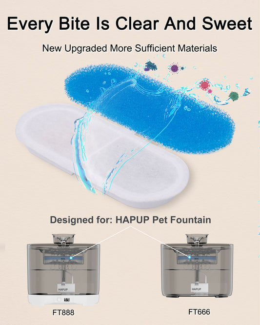 Compatible with HAPUP 2.2L Wireless Battery Operated Cat Fountain – 6-pack of filters.