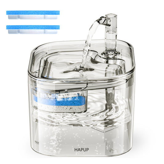 HAPUP® Pet Fountain for Cats and Dogs, providing fresh and clean water with dual flow modes and a 2.2L capacity.