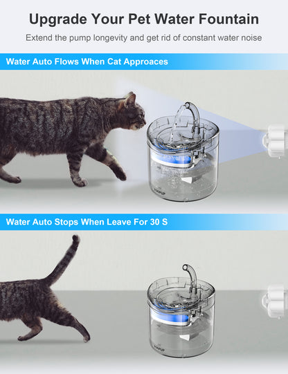 Automatic start/stop feature for your cat water fountain with HAPUP motion sensor.