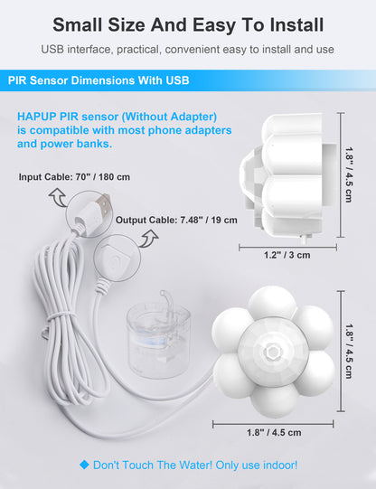 Dimensions of the HAPUP motion sensor – Compact design for easy installation.