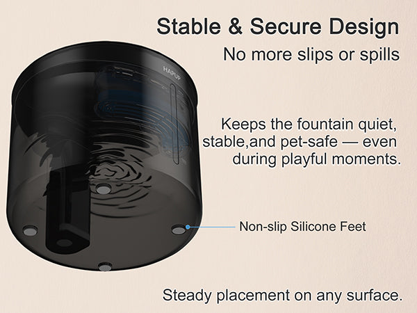 Anti-slip design keeps the water fountain stable
