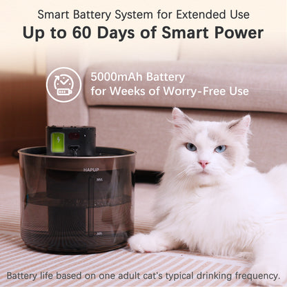 Cat water fountain battery operated with up to 60-day runtime
