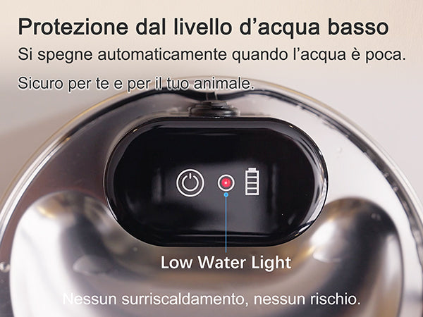Low-water auto stop protection for pet safety