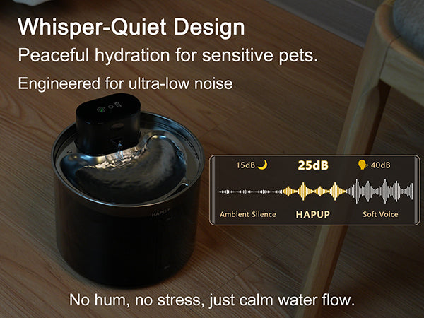 Ultra-quiet pet water fountain under 25dB