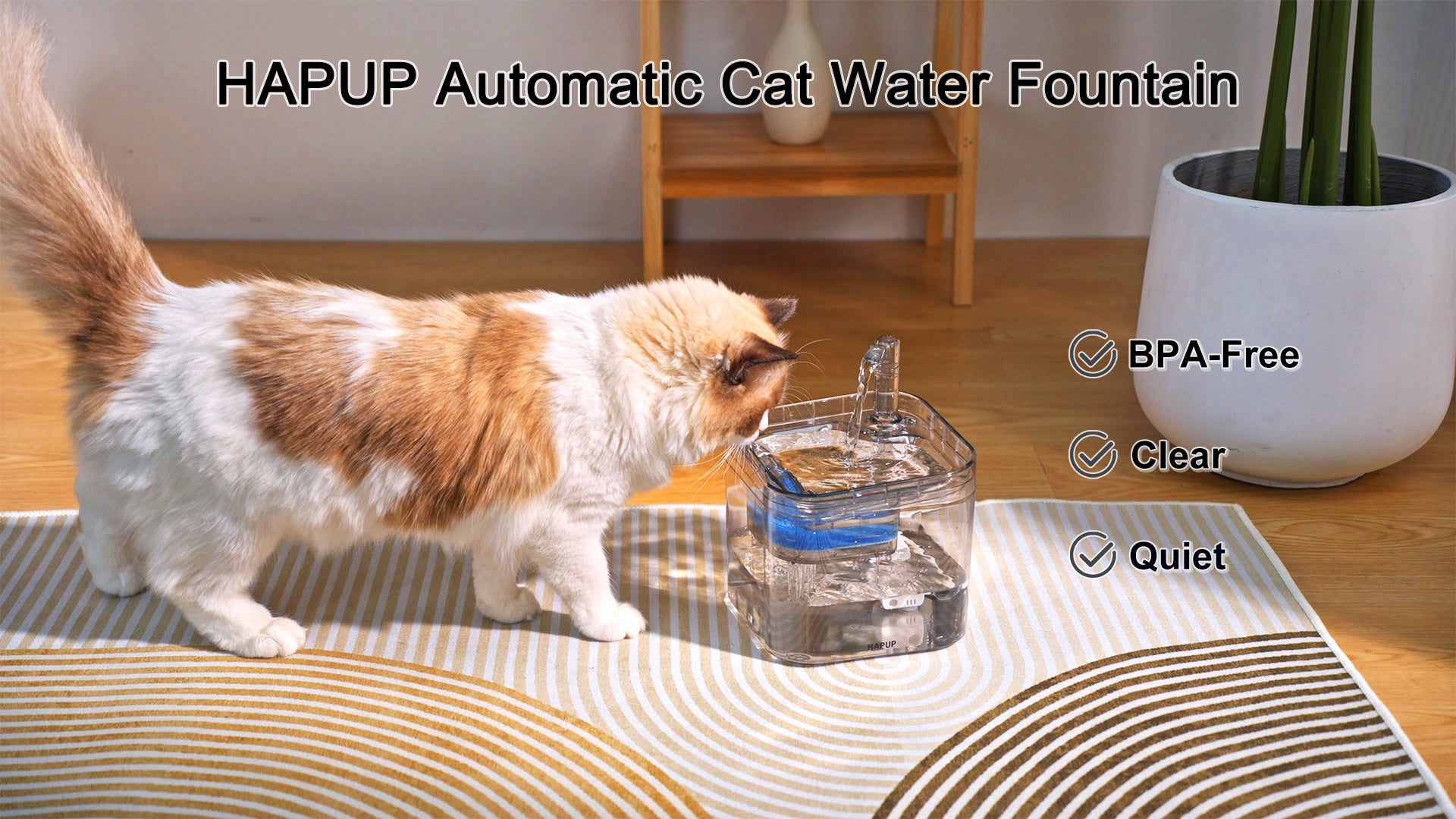 Load video: Watch the HAPUP® Pet Fountain product video to learn more about its features, including dual modes, filtration system, and quiet pump.