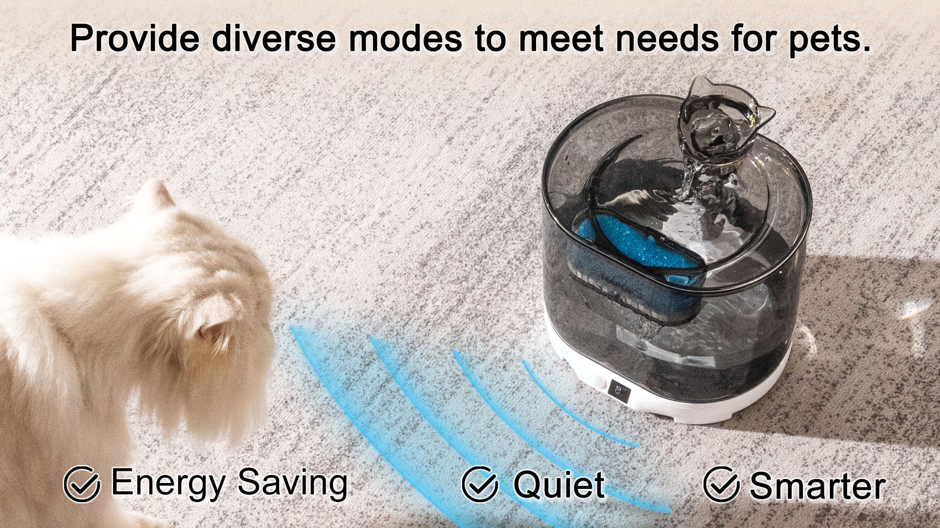 Load video: Introduction video showcasing the features of the hapup cordless cat water fountain.
